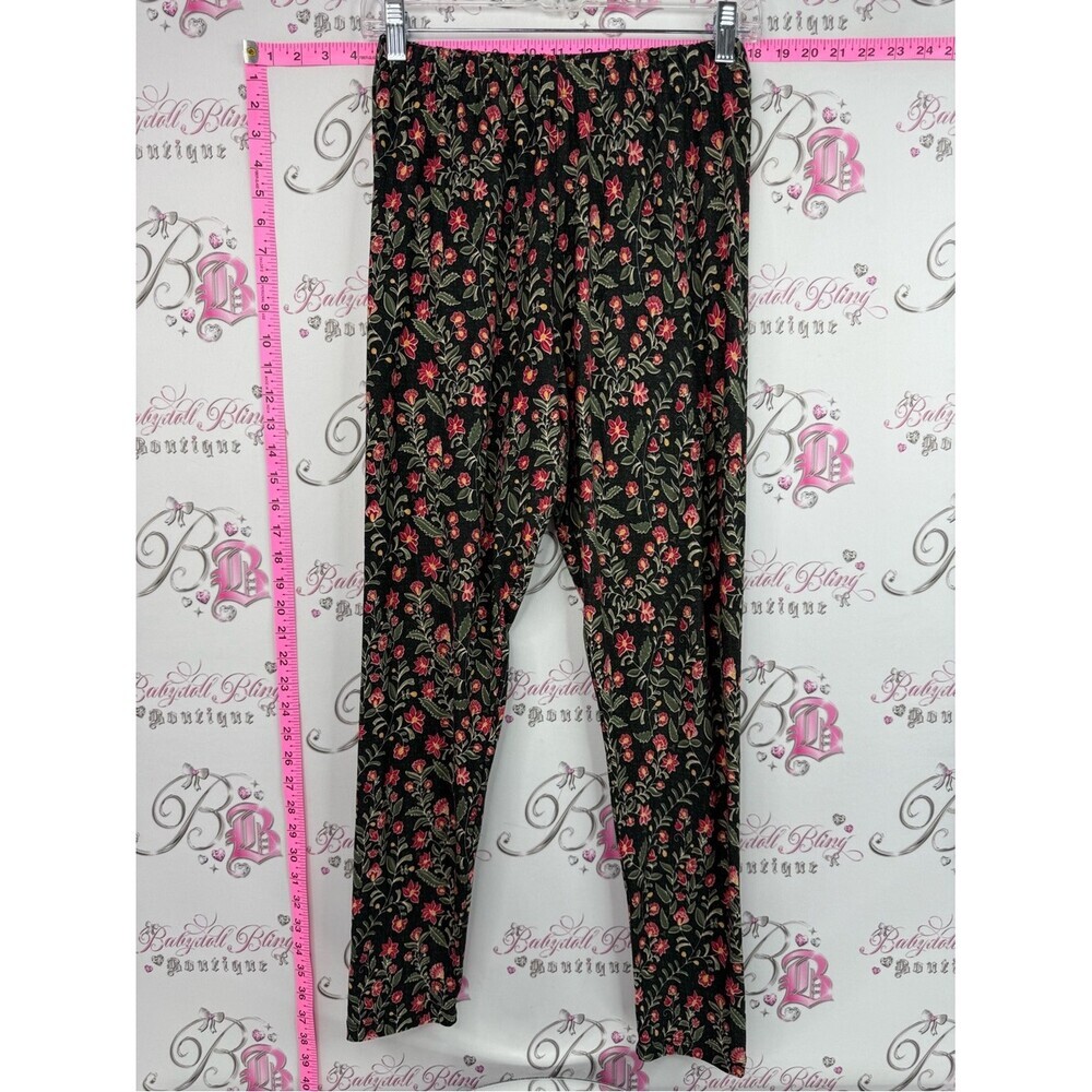 Sweet legs leggings tights Black Floral Print Leggings with Elastic Waist